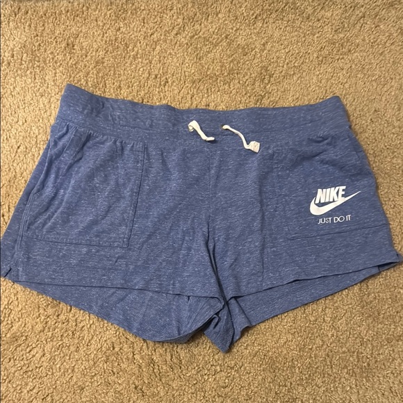 Nike Pants - Nike Blue Athletic Shorts with Swoosh Logo